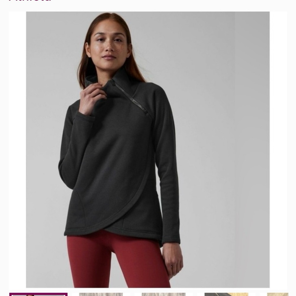 Athleta Cozy Karma Asym Pullover Wrap Front in Black | Women’s S